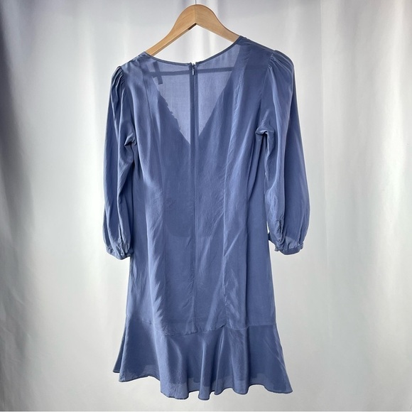 Nanette Lepore Silk Ruffle Detail Mini Dress in Blue Size 0 - Picture 2 of 4